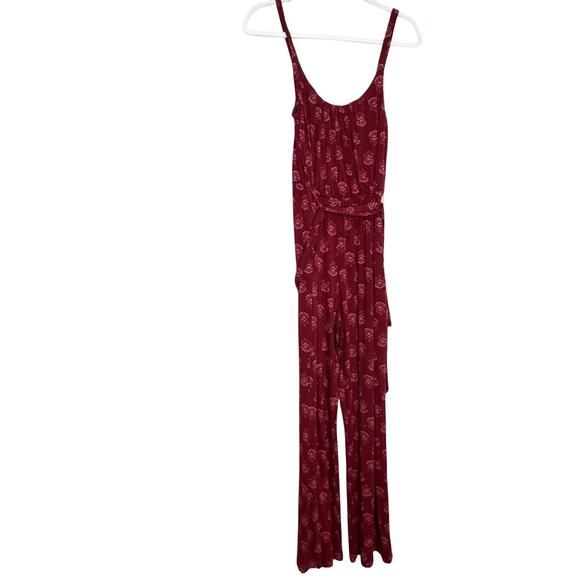 Market & Spruce Sleeveless Red Printed Tie Waist Scoop Neck Jumpsuit Small NWOT - Picture 2 of 9